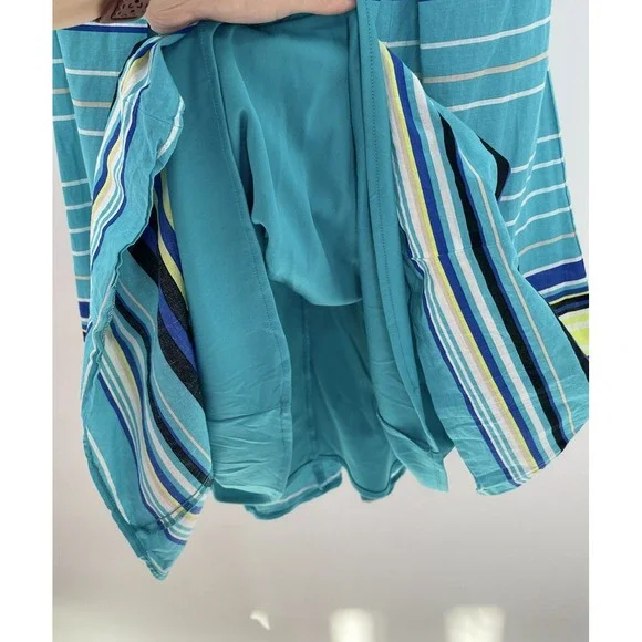 Dressbarn Tank Dress Womens Blue Green Lined Striped V Neck Dress Size 10 - Picture 5 of 10